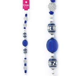 AussieSuperStore Jewellery Making Supplies Blue/Sliver Strung Beads Glass Oval Facet & Metal Discs (in 4 colors) Strung Bead Glass Oval Facet & Metal Discs | Jewellery Making Beads Accessories 9323823182137 BBS2014345